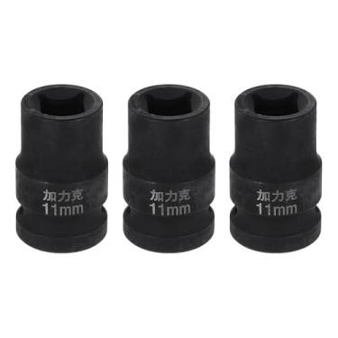 Imagem de HARFINGTON 3 peças soquete quadrado de 4 pontos 1/5.1 cm Drive 11 mm soquete de impacto quadrado métrico CR-V Blackening luva de roda padrão ferramenta de manga pneumática para reparo de automóveis