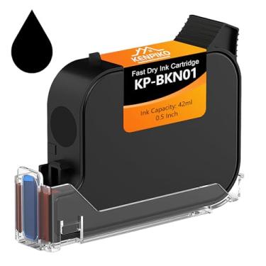 Imagem de Kenpiko Cartucho de tinta de secagem rápida de 42 ml KP-BKN01 para impressora a jato de tinta portátil KP-N01 de substituição de cartucho de tinta de secagem rápida solvente de 15,7 mm - preto