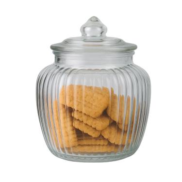 Imagem de Baleiro Vidro Transparente Design Canelado Tampa Hermética 1400ml - Tuut