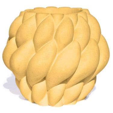 Imagem de Vaso Decorativo Novelo 13cm Em Cimento Artesanal Sala E Cozinha Amarelo