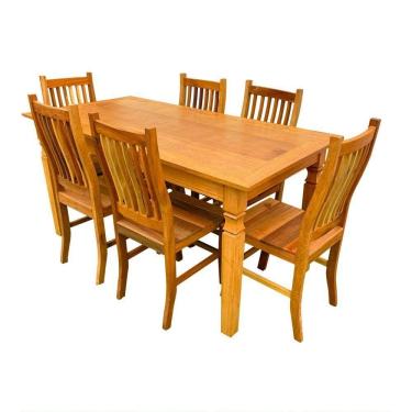 Imagem de Mesa De Madeira De Demolição 1,60x 0,80 Com 6 Cadeiras Anatômica Sudeste Rustico