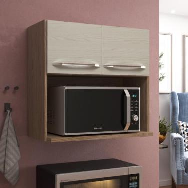 Imagem de Armário Aéreo Modulado Para Microondas Fidelitá Paris 70cm 2 Portas Nogal/salinas