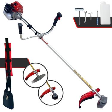 Imagem de Roçadeira À Gasolina Kawashima BCJ431-L 2T 43cc 1,7HP de Alta Performance Máquina de Cortar Grama Completa Com Cabeçote de Nylon + Lâmina 2 Pontas