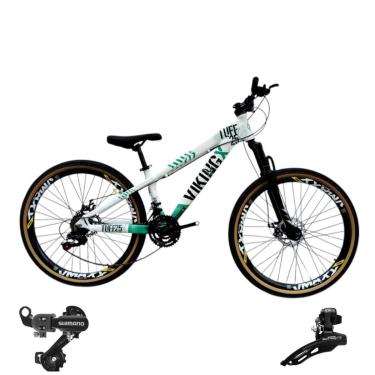Imagem de Bicicleta 26 VikingX T25 21v Cambios Shimanos  Pneu Aro 26 Balão Faixa Amarela-Unissex