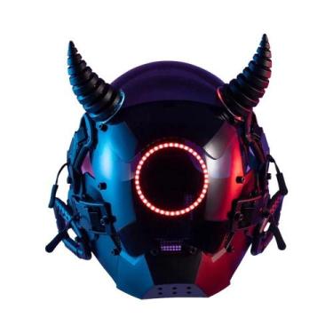 Imagem de Cyberpunk Capacete Luminoso Cos Máscara Anime Figura Vestível Cabeça D