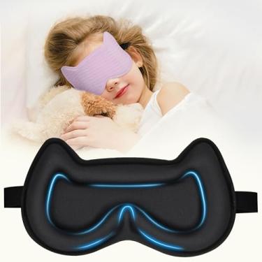 Imagem de Máscara de dormir para crianças: Máscara de dormir com bojo contornado 3D, venda com alça ajustável, cobertura de olhos infantil para meninos, meninas, adolescentes, sem pressão com máscara facial de