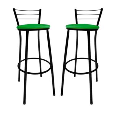 Imagem de Kit 2 Banqueta Alta Bistrô Bancos Bancada Cozinha Americana Bar Balcão(Verde)