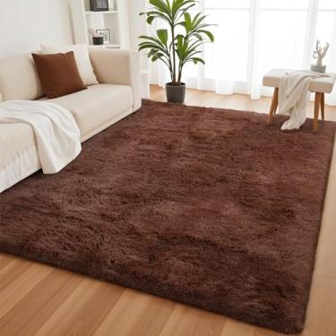 Imagem de YOBATH Tapetes felpudos macios de 12 x 20 cm para quarto, sala de estar, tapetes macios e felpudos, para meninas, meninos, crianças, piso interno, berçário, decoração de casa, marrom