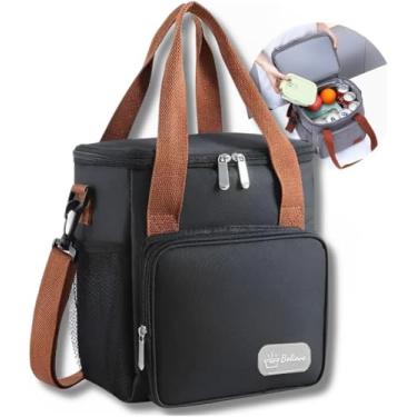 Imagem de Bolsa Térmica Para Marmita Lancheira Escolar Trabalho Academia Fitness Design Moderno, Material Resistente Masculina Feminina Com Alça Ajustável 12L (Preto)
