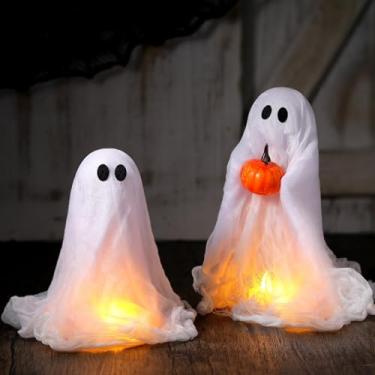 Imagem de Janinka 2 peças de decorações de fantasma de Halloween DIY fantasmas assustadores decoração de mesa monstro de Halloween assustador festa casa mesa sala cozinha escritório (fofo)