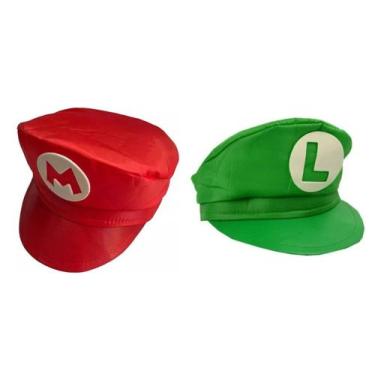 Imagem de Kit fantasia infantil 2 quepes mario luigi carnaval festas - MC PRESEN