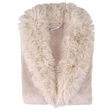 Imagem de Roupão Infantil Sofisticata Gola Pelos P Cor: Baunilha