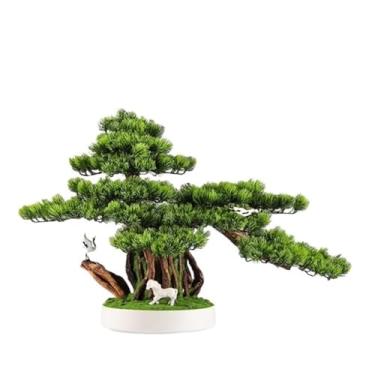 Imagem de Bonsai artificial de árvore da sorte simulação de plantas de pinheiro de boas-vindas, mesa de entrada, sala de estar, escritório, hotel, decorações macias, bonsai artificial