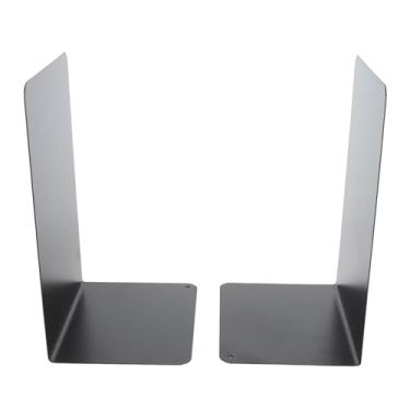 Imagem de 1 par os suportes de livros de metal resistente a não derrotar stoppers de livros para livros Catálogos de pastas de revistas (Preto)