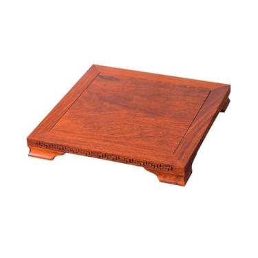 Imagem de Base de exibição base quadrada para exibição de plantas, vaso bule de chá bonsai mogno escultura base de suporte de exibição (grande)