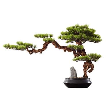 Imagem de Plantas artificiais, bonsai, pinheiro, vaso doméstico artificial, simulação de exibição de mesa de pinheiro japonês, decoração de jardim zen, bonsai artificial