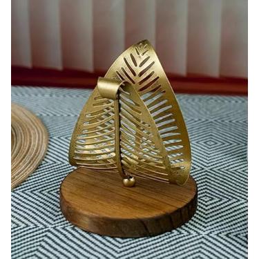 Imagem de Porta-guardanapos decorativo criativo em forma de folha com base de madeira, decoração de mesa moderna