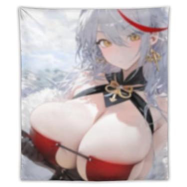 Imagem de LIEGBMEU Tapeçaria sexy de anime menina 127 x 152 cm arte de colcha de parede decoração de tapeçaria caprichosa AF109