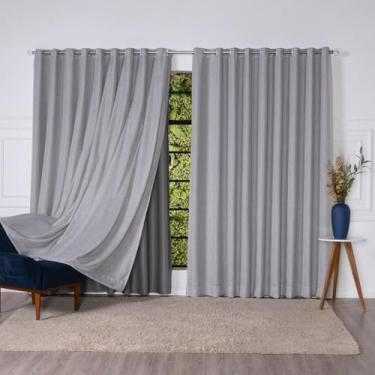 Imagem de Cortina Blackout Lisa Corta Luz 4,00m X 2,50m com Voil Flamê de Linho Premium (Cinza)