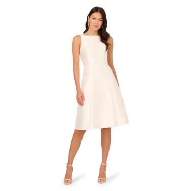 Imagem de Adrianna Papell Vestido feminino Mikado com botões, Marfim, 42