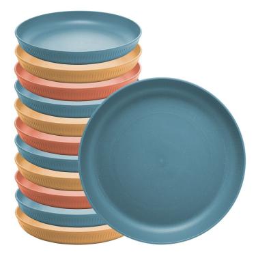 Imagem de Jogo 12 Pratos De Sobremesa Fibra De Bambu Pp Stripes Cores Sortidas 20cm Lyor