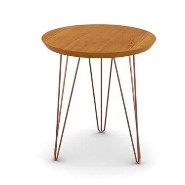 Imagem de Mesa Lateral Redonda Pés de Ferro 44 x 44 x 47 Evolution Patrimar Cinamomo