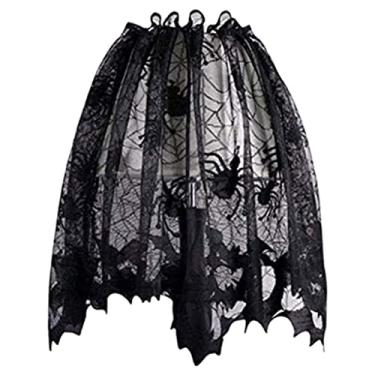 Imagem de Abajur de mesa de renda preta, abajur de Halloween para quintal, casa, quarto
