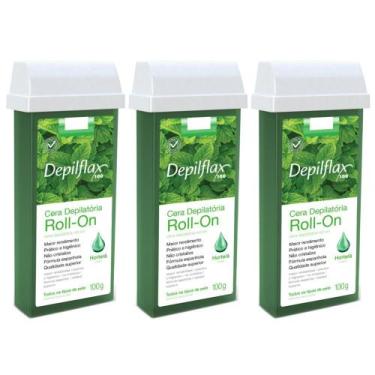 Imagem de Combo 3 refil cera roll on hortelã 100g depilação depilflax
