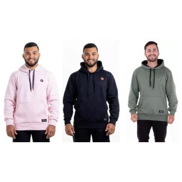 Imagem de kit 3 Cangurus Blusas Casacos Masculinos Peluciado - Flero, Rosa, Pret