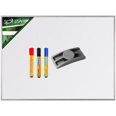 Imagem de Quadro Branco Luxo (Base Fórmica + MDF) 90x60 cm Com Moldura de Alumín