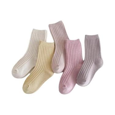 Imagem de Meias De Algodão Para Meninos E Meninas, 5 Pares, Respiráveis, Da Moda