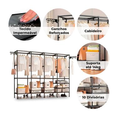 Imagem de Guarda Roupa Decoteam Dobrável Closet Aberto Organizador Aço