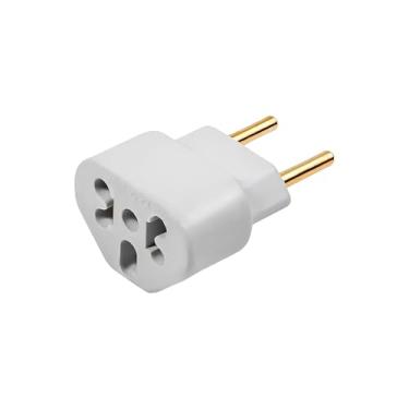 Imagem de Kit com 03 Adaptadores De Tomada Pequeno Ideal para Viagem Universal Benjamin Plug 10A e 20A Compatível com Diversos Aparelhos Até 250v T Pino Chato 10a/20a 250V Pino Maciço Cor Branca