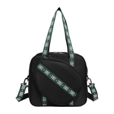 Imagem de Zxpjkyu Bolsa de Pickleball Bolsa de Ombro Esportiva Bolsa de Fitness Feminina Bolsa de Tecido Oxford Leve E Portátil Adequada para Treinamento E Passeios, Preto