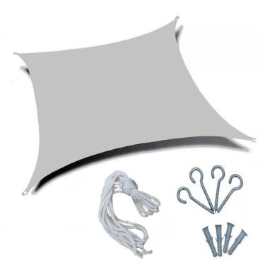 Imagem de Tela Sombreamento Toldo Garagem Quadrada 5x5 + Kit Instalação - Têxtil