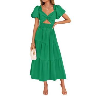 Imagem de Vestido feminino ZESICA 2025 com blusa boho de férias verde tamanho L