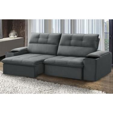 Imagem de Sofá Retrátil e Reclinável França 250 Cm com Porta Copos e Objetos - F