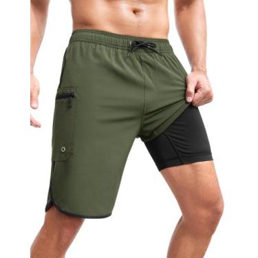 Imagem de Calção de banho masculina SILKWORLD, roupa de banho de secagem rápida,