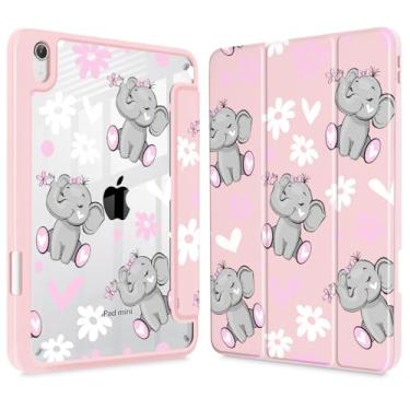 Imagem de May Chen Capa fina para iPad mini 7 (A17 Pro, 7ª geração) 2024/iPad mini 6 (6ª geração) 8,3 polegadas, [suporte de lápis embutido] capa à prova de choque, capa traseira transparente transparente e