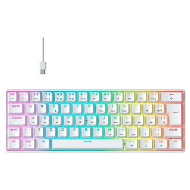 Imagem de Teclado Gamer Mecanico Hyrax Thunder Hck61, Abnt2, Branco, Switch Vermelho - Hck61w-Red-Rgb