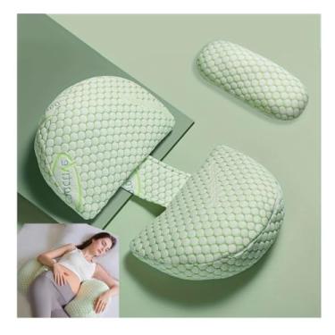 Imagem de Travesseiro portátil para gravidez – Suporte de maternidade em forma de W para pessoas que dormem de lado, travesseiro de cunha ajustável para viagem, alívio das costas, barriga e quadril, ideal para