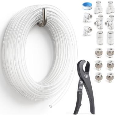 Imagem de Sctihwelire Kit de tubulação de ar PU 12 mm OD x 8 mm ID - Mangueira flexível transparente de 10 m com encaixes de pressão para conectar, cortador de tubo - Kit de linha de ar pneumático para