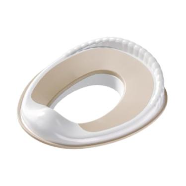 Imagem de Dynwave Assento para treinamento de penico para bebês Assento para vaso sanitário infantil com gancho de armazenamento Protetor contra respingos para banheiro, Bege