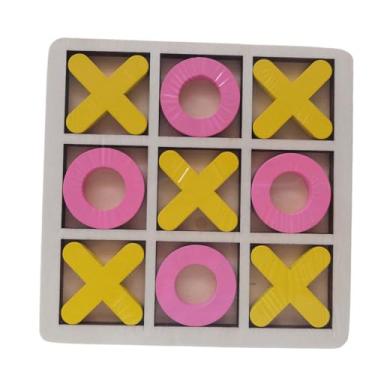 Imagem de simhoa Jogo de Tabuleiro de Madeira Toe, Estratégia em Família, Brinquedo para Mesa, Amarelo Rosa