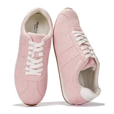 Imagem de Project Cloud Tênis feminino – Palmilha de espuma viscoelástica e sapatos leves de mola – Sapatos modernos antiderrapantes com cadarço – Tênis fashion feminino 2025 (Panther), Micro rosa, 35