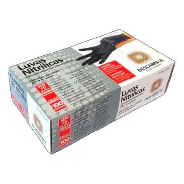 Imagem de Luva Descartável Nitrílica Sem Pó Preta P - 100Un Descarpack
