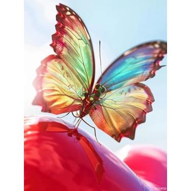 Imagem de YEEIFFD Kits de pintura de diamante de borboleta misteriosa para adultos, kits de arte de diamante 5D DIY Dia dos Namorados para iniciantes, imagem de cristal, presente para decoração de parede de