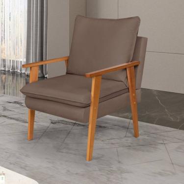 Imagem de Poltrona para Sala de Estar Decorativa Veludo Efatá Marrom