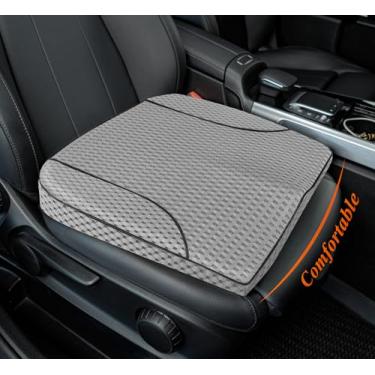 Imagem de kingphenix Almofada de assento de carro premium, almofada de assento de motorista de espuma viscoelástica para melhorar a visão de condução - alívio da dor no cóccix e na parte inferior das costas