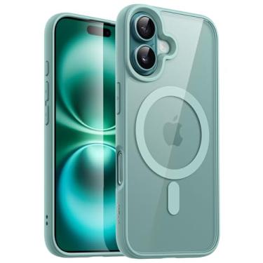 Imagem de JETech Capa Magnética para iPhone 16 6,1 Polegadas Compatível com MagSafe, Case à Prova de Choque, Moldura de TPU Fosco Cor Sólida, Capinha Parte Traseira Claro Antirriscos (Azul Verde)